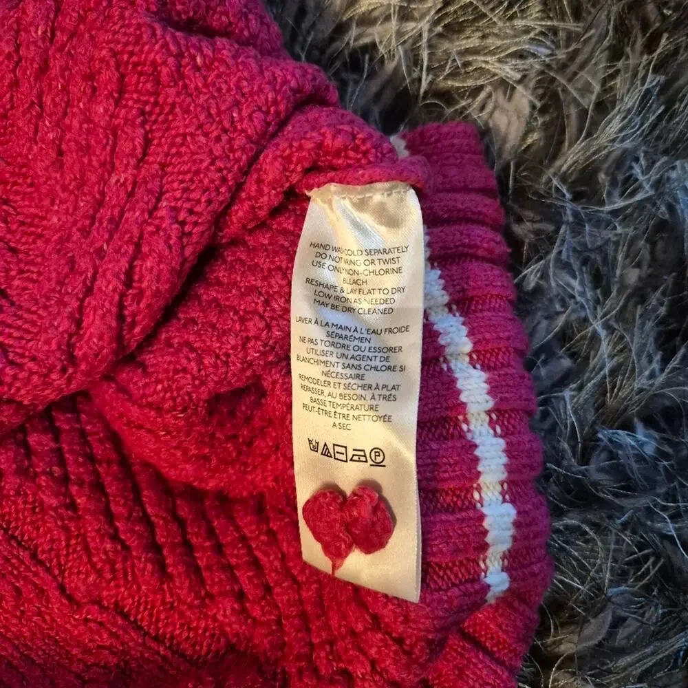 Anthropologie Maeve Tilly V-Neck Tennis Prep Cotton Blend Pink Pullover Sweater